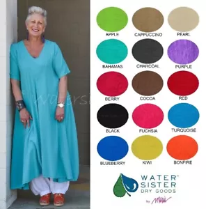 WATERSISTER Baumwollgaze Carrie Passe Kleid lang 1 (S/M) 2 (L/XL) 3 (1X) oh meine Farben - Bild 1 von 40