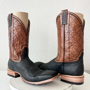 Stivali cowboy uomo Rod Patrick 15AA antichi moka bisonte marrone punta quadrata western - Foto 1 di 13
