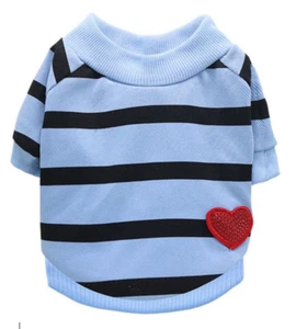 Camiseta Perro Camisa A Rayas Lentellera Corazón Azul XS S M L Para Perros Pequeños y Medianos - Imagen 1 de 5