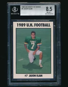 1989 University of Hawaii rookie #7 Jason Elam RC BGS 8.5 1st card - Picture 1 of 2