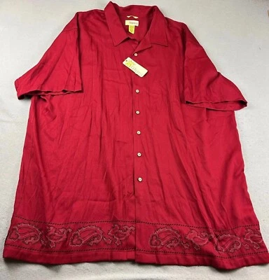 Cubavera Shirt Mens 4XLT Red Paisley Embroidered Button Up Short Sleeves NWT - Image 1 of 4
