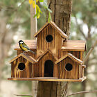 Large Bird House Wooden Hanging Bird Cage 6 Hole Handmade Natural Bird House #T