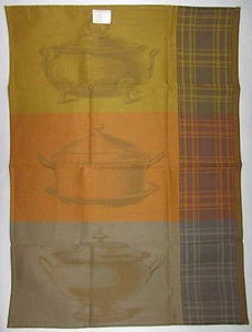 Toalla de té Le Jacquard Francais POTAGES ESMALTE AMARILLO 31" X 24" Francia NUEVA - Imagen 1 de 3