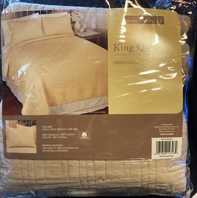 Одеяло KING 100% хлопок вне и в Санта-Барбаре (желтовато-коричневый) 100 «X 92» MchnWash домашних животных спасения - Изображение 1 из 4