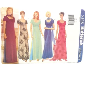 Butterick 5368 Ladies Formal Evening Dress Scarf Size 6 8 10 Sewing Pattern - Picture 1 of 4