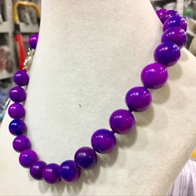 Collares de cuentas naturales redondas de piedras preciosas de Sugilite púrpura de 12 mm 18" AA Foto 1 de 4