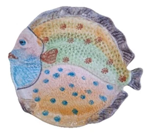VTG Italica Ars Italy Art Pottery Colorful Pastel Hand Painted Fish Plate 9.5" - Picture 1 of 7