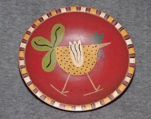 BECKY L. NOVOSEL Folk Art ROOSTER Handmade Wood Bowl 1/1 VERY RARE AWARD GIFT - Picture 1 of 1