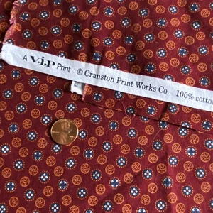 Small Print Medallion Fabric Maroon Quilting Cotton 18x44 PLUS - Picture 1 of 4