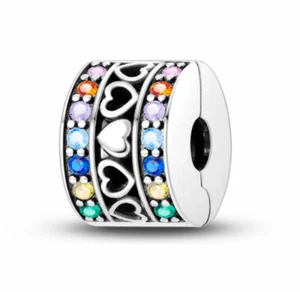 Charm Anhänger für Armband Herz Heart Liebe bunt Silber Geschenkidee - Bild 1 von 1