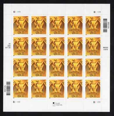 US sheet (SC 3471)  55c Gold Deco Eagle Foto 1 de 3