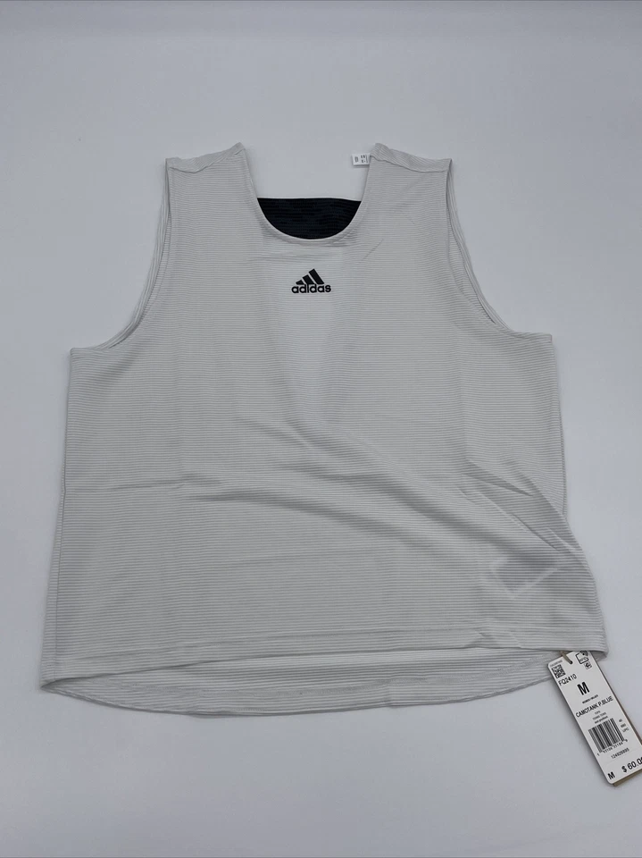 Adidas Shirt Women’s Sz M Primeblue V Slit Tennis Tank Top Grey Black FQ2410