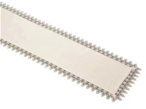 Corredor de mesa blanco o crema cometa con borde de encaje, 4 longitudes, fácil cuidado, lavable - Imagen 1 de 14