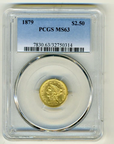 1879 LIBERTY HEAD $2.5 QUARTER EAGLE GOLD PCGS MS63 Cover