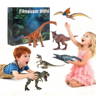 Paquete de 6 juguetes de dinosaurios grandes para dinosaurios de 3-12 años de aspecto realista tamaño grande Foto 1 de 4