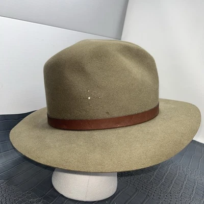 Sombrero Fedora Orvis de fieltro verde oliva para mujer talla mediana (notas) Foto 1 de 4