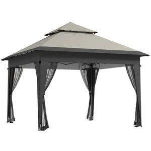 Outsunny 3 x 3(m) Pop Up Gazebo, Instant Shelter with Mosquito Netting, Grey - Picture 1 of 11