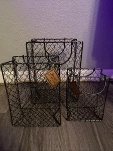 Three Nesting “The Basket Maker” Chicken Wire Baskets - Picture 1 of 4