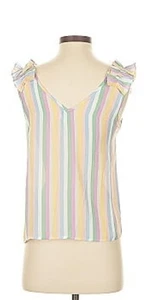 Camiseta sin mangas Lily Star multicolor a rayas con volantes y hombros mediana - Imagen 1 de 8