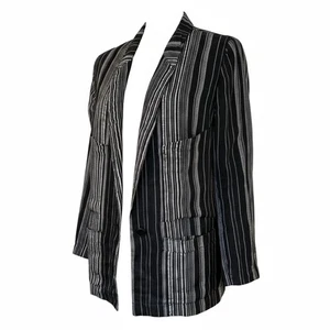 Vintage Pure Linen Blazer Jacket Fits L-XL Striped Woven Made In Spain In EUC - Picture 1 of 14