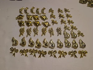 51 pcs Gold Plastic Kids Craft Charms - Cat, Bunny, Bow, Heart, Angel, Moon - Picture 1 of 6