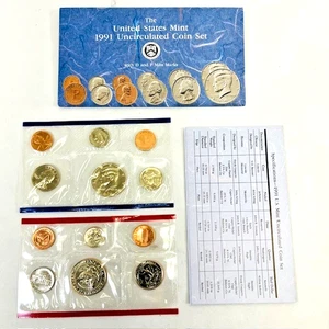 1991 U.S. Mint Uncirculated 10 Coin Set (D & P Mint Marks, Original Envelope) #1 - Picture 1 of 10