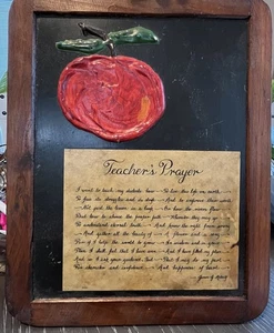 Vintage Teacher's Prayer Plaque Wood Folk Art - Picture 1 of 4