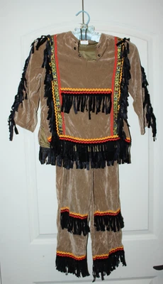 Conjunto de pantalones/camisa de disfraz de nativos americanos para niños indios de América pequeños 4-6 Foto 1 de 4