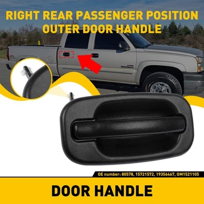 Black Door Handle Exterior Rear Right For 2002 2003 2004-2006 Cadillac Escalade - Image 1 of 4