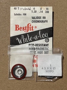 VALJOUX 88 CHRONOGRAPH WRISTWATCH MAINSPRINGS (2) BESTFIT 48T WHITE-A-LOY NOS - Picture 1 of 5