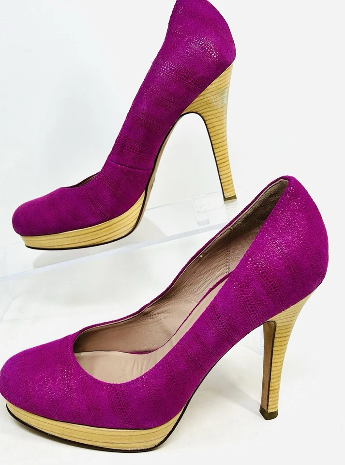 COLE HAAN Chelsea Magenta Platform Leather 4.5" Pump Size 8B - Image 1 of 4