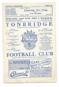 1959/60 Metropolitan League - TONBRIDGE Reserves v. EASTBOURNE UNITED - Picture 1 of 2