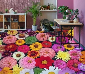 3D Pink Daisy SKE726 Floor Wall Paper Wall Print Decal Wall Deco Bea - Picture 1 of 5