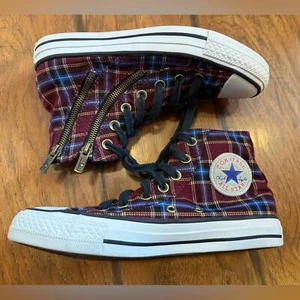 Converse All Star Chuck Taylor Zapatos Mujer 6.5 Cuadros Zapatillas Altas Doble Cremallera - Imagen 1 de 10