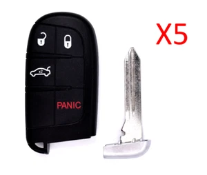 New Pack Lot of 5 Dodge Replacement Remote Smart key Fob Shell Case and Blade - Picture 1 of 4