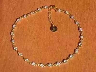 Женская цепочка на лодыжку с бриллиантами круглой огранки 2 карата отделка желтым золотом 14 карат - Изображение 1 из 3