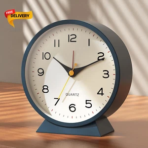 4.5 Analog Alarm Clock Small Retro Desk Clock Battery Operated,Slient Metal T... - Picture 1 of 8