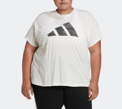 adidas T Shirt Womens Plus Training Short Sleeve Crew Tee White Melange 1X 2X 3X - Image 1 of 4