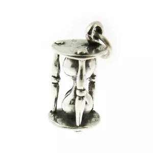 925 Sterling Silver Hour Glass Charm Made in USA - Picture 1 of 3