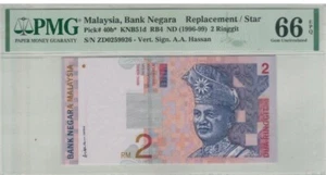 RM2 Siri 9 Ali Side (1996) Replacement Note ZD PMG66EPQ UNC - Picture 1 of 2
