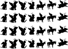 Angel Winged Animals 28 pcs 1" to 1-1/2" Black Fused Glass Decals