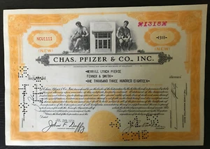 #B002 Schnapszahl * Wertpapier Nummer 1111 * Chas. Pfitzer & Co * Aktie von 1958 - Bild 1 von 1