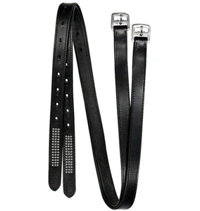 Steigbügelriemen Leder Waldhausen Silverstar schwarz mit Glitzersteinen, 140cm - Bild 1 von 2