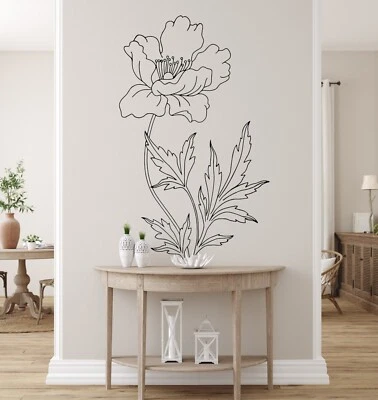 Flower Large Wall Decal Abstract Vinyl Décor Leaves Sticker Floral Line AA075 - Image 1 of 3