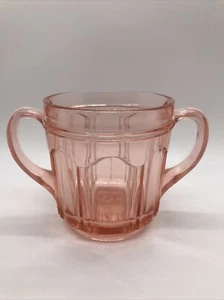 Cuenco de vidrio rosa pastel vintage de la depresión taza soporte cuchara postre fruta azúcar - Imagen 1 de 7