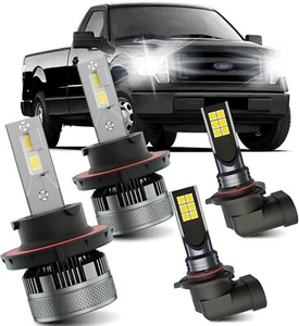 2004-2014 Ford F150 6000K LED High/Low Beam & Fog Light Bulbs - 4PK - Picture 1 of 5