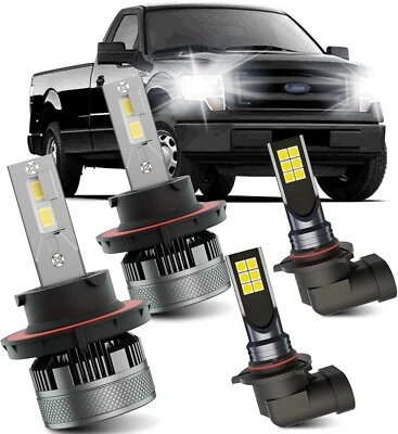 2004-2014 Ford F150 6000K LED High/Low Beam & Fog Light Bulbs - 4PK - Image 1 of 4