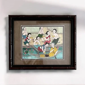 Pintura gouache china vintage - enmarcada - Imagen 1 de 6