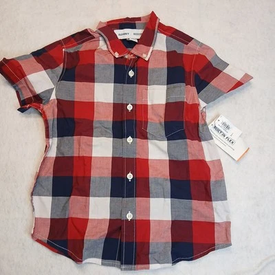 Old Navy Shirt Pocket Poplin Size Small (6-7) Plaid Flex Stretch Lightweight - Image 1 of 4