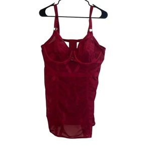 Torrid Curve Red Sheer Mesh Bustier Chemise Lingerie Size 1 Adjustable Straps - Picture 1 of 5